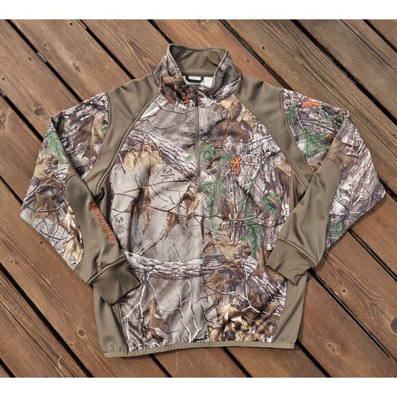 Browning Hells Canyon Camo Fleece Half Zip Pullover Mens Large Realtree Xtra - Picture 1 of 8